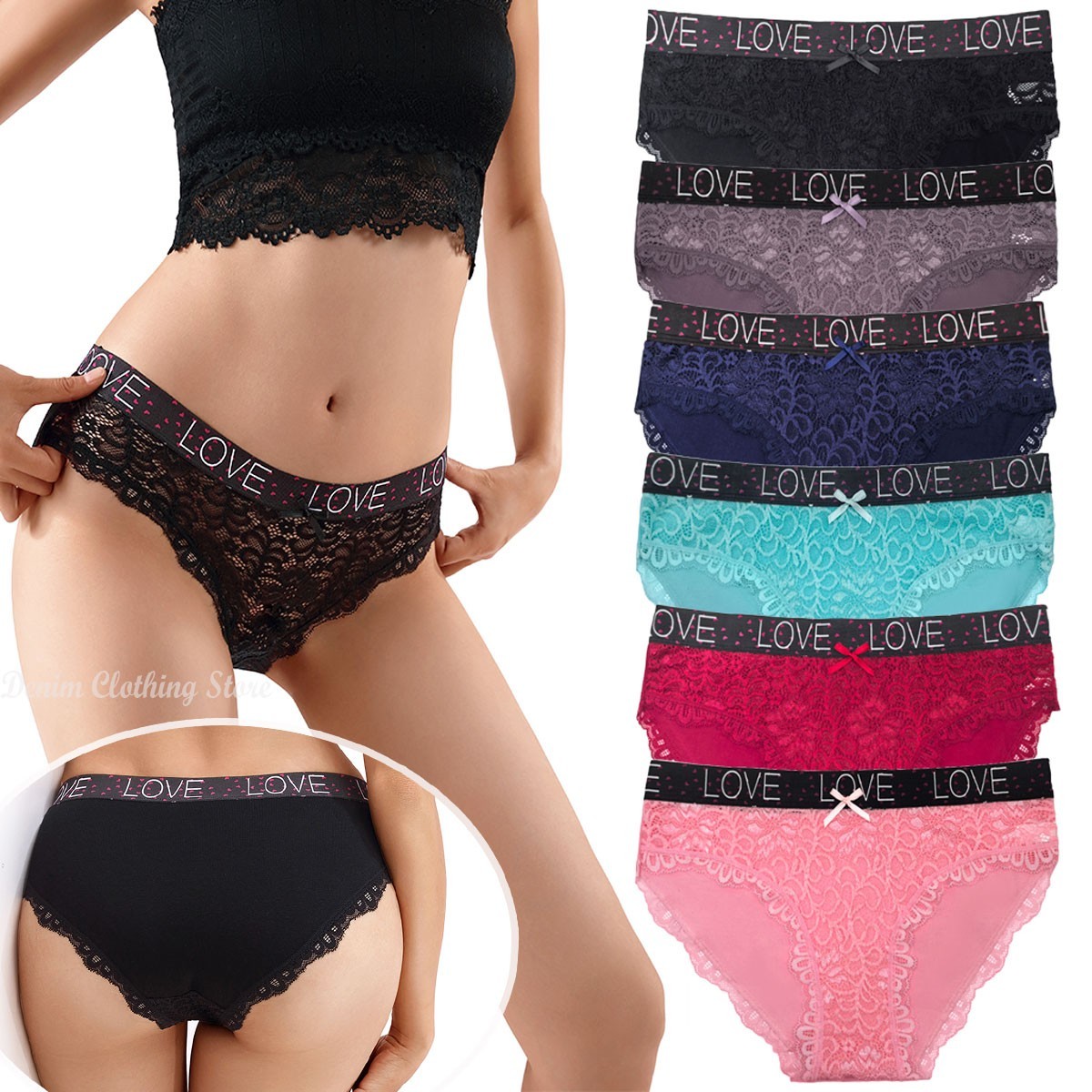 6 Pack S M L XL 2XL Women’s Sheer Cotton Lace Bikini Hipster Panties Underwear
