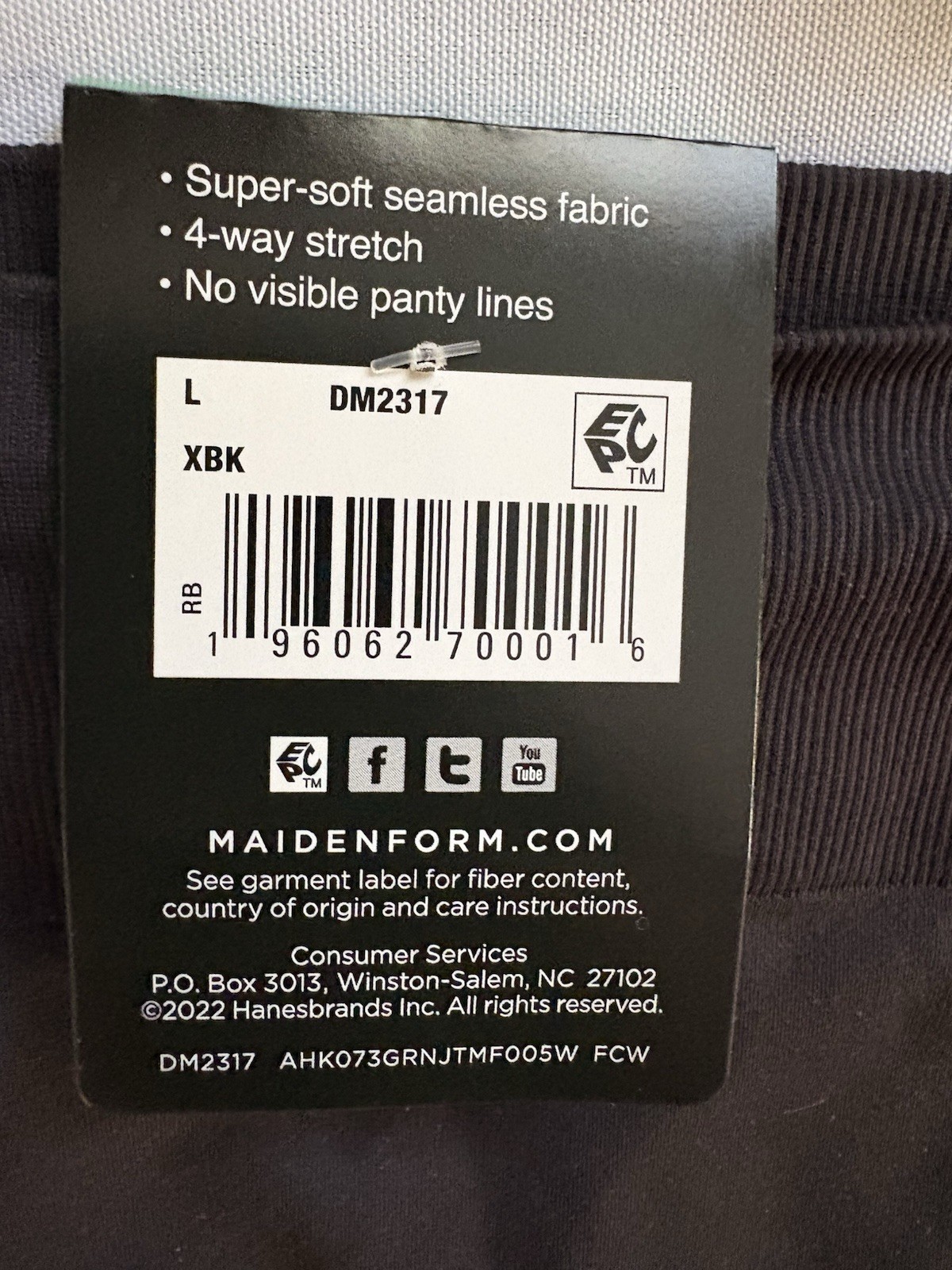 NEW Maidenform Seamless High Leg Bikini Black Women’s DM2317 Size Large 2 Pair