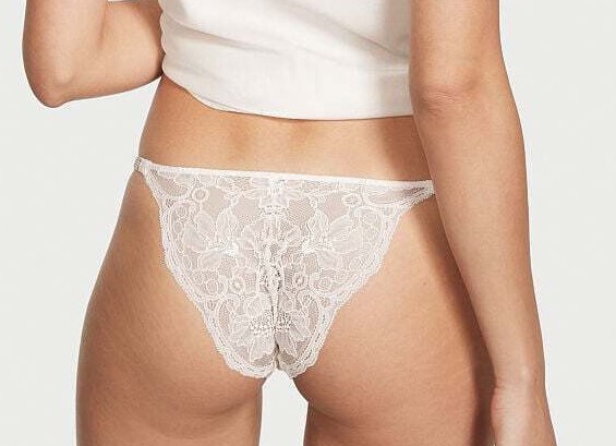 Victoria’s Secret VS Rhinestone Shine Strap Lace Cheeky Panty White M L XXL NEW