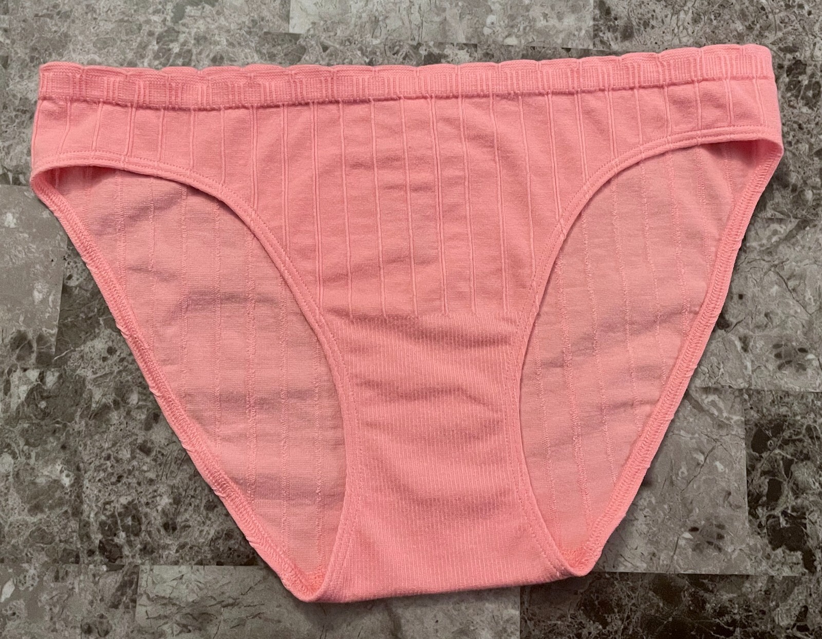 NWT VICTORIA’S SECRET PINK COTTON BLEND RIB KNIT STRIPE MID RISE BIKINI PANTIES