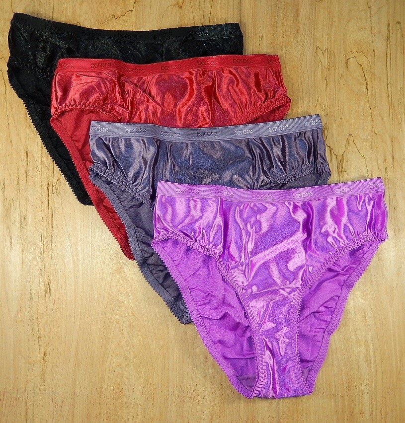 4 Pk High Cut Liquid Wet Look SATIN Panties Shiny Sissy Bikini Lot M-XL 2XL-5XL