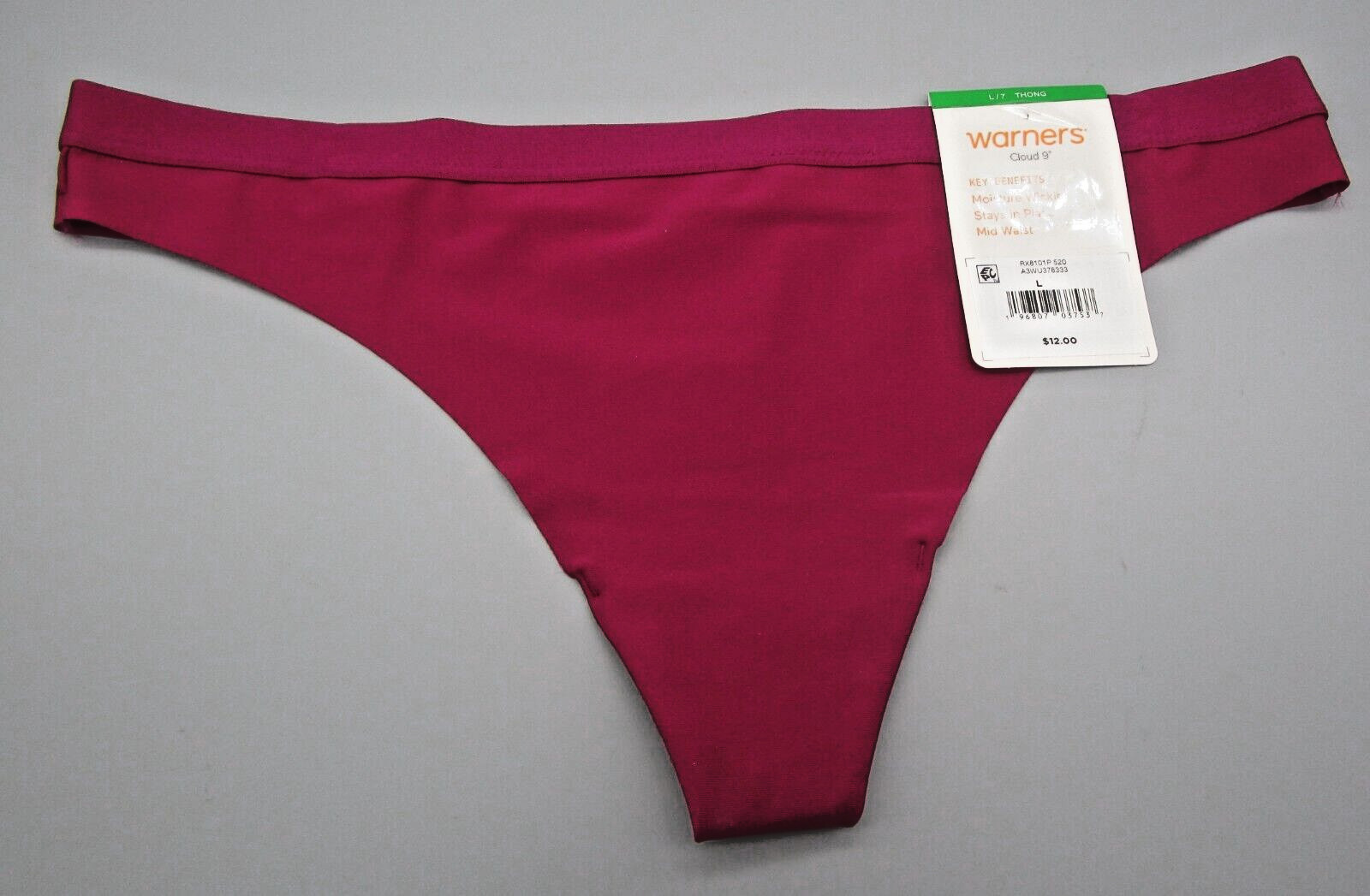 WARNER’S~L 7~RX8101P~Raspbgerry Jam Cloud 9 Smooth Invisible Look Thong
