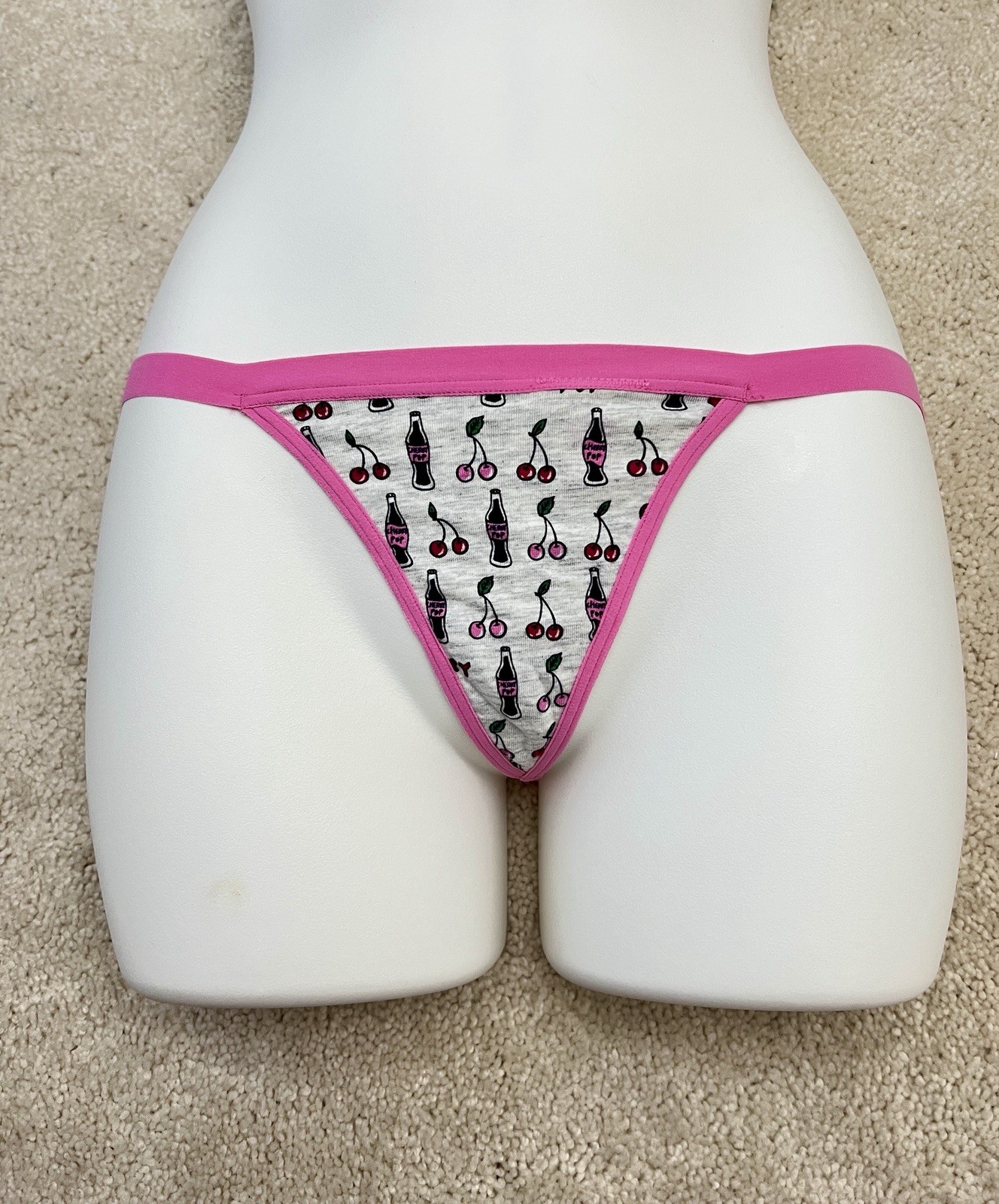 NEW Victoria’s Secret VTG PINK Cherry Soda Low Rise T-Back Thong Panties XS