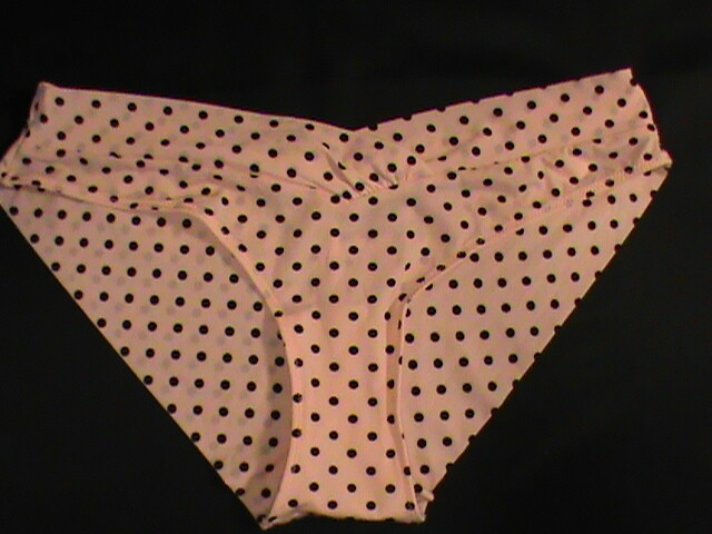 Victoria’s Secret cheekini S satin panty cream-beige black polka-dot vintage NWT