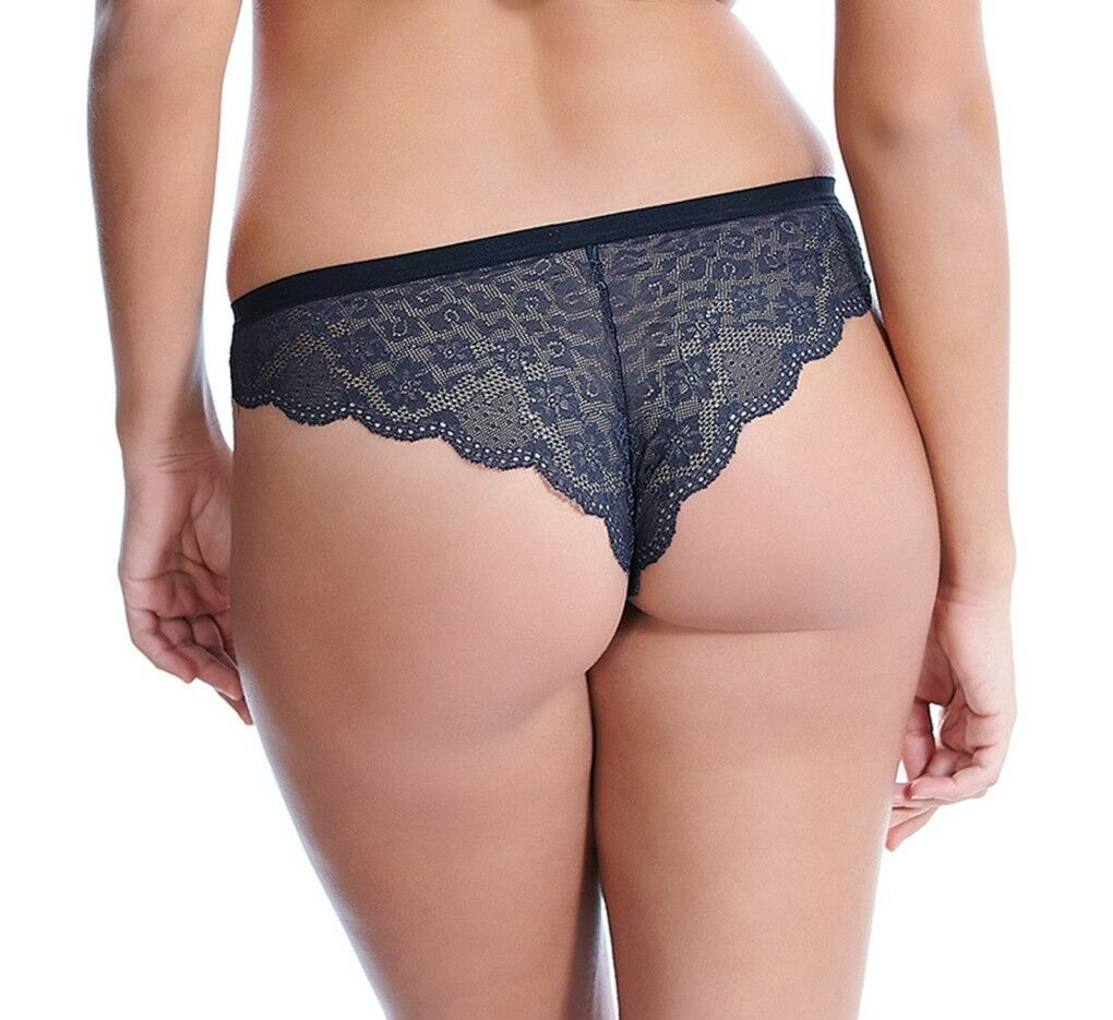 Freya Fancies Brazilian Brief Navy Blue Size XS 8 10 Lace Knickers 1017 New