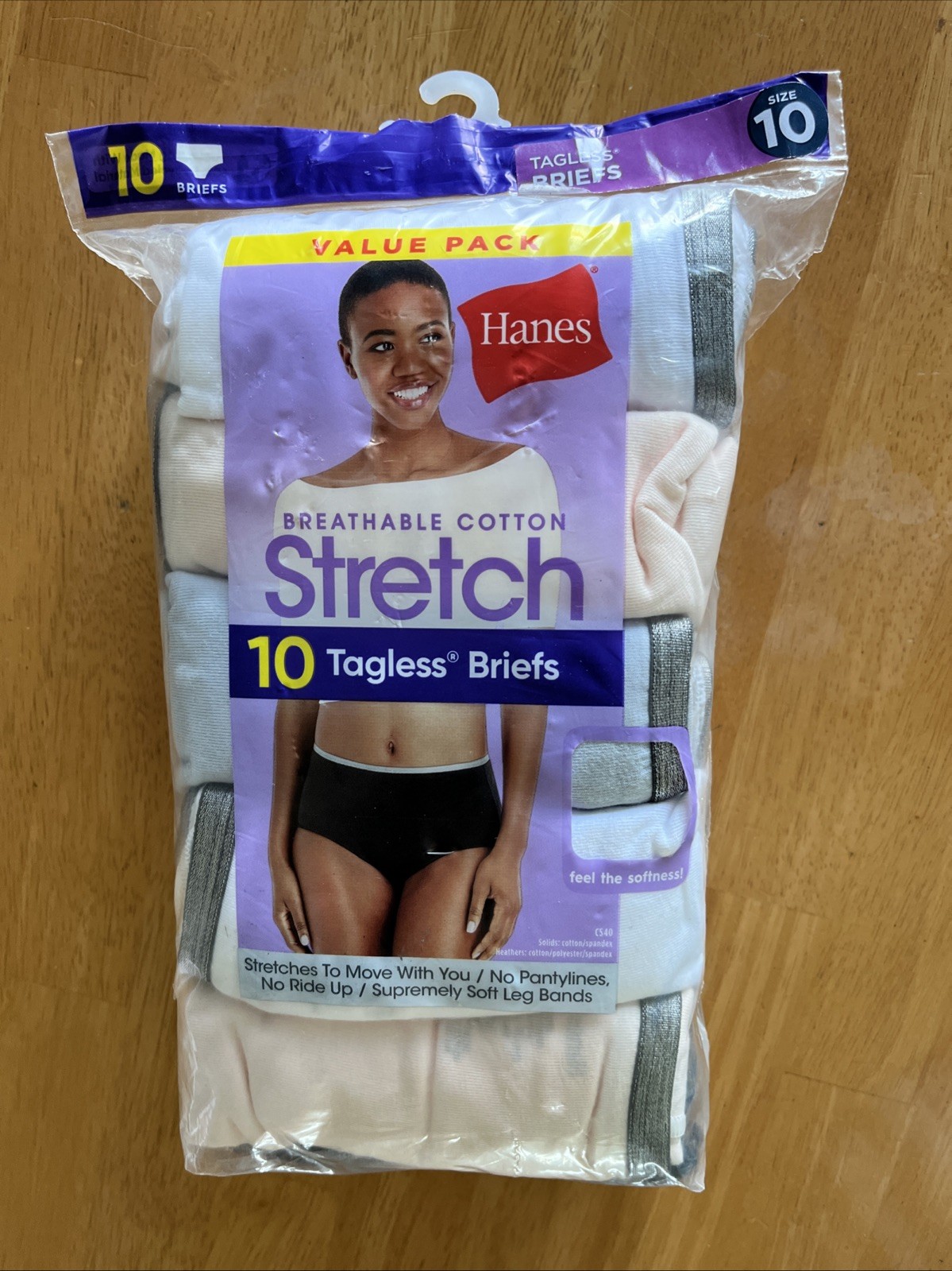 Hanes Brief Womens 10Pack Panties Underwear Breathable Cotton Stretch Size10/3XL