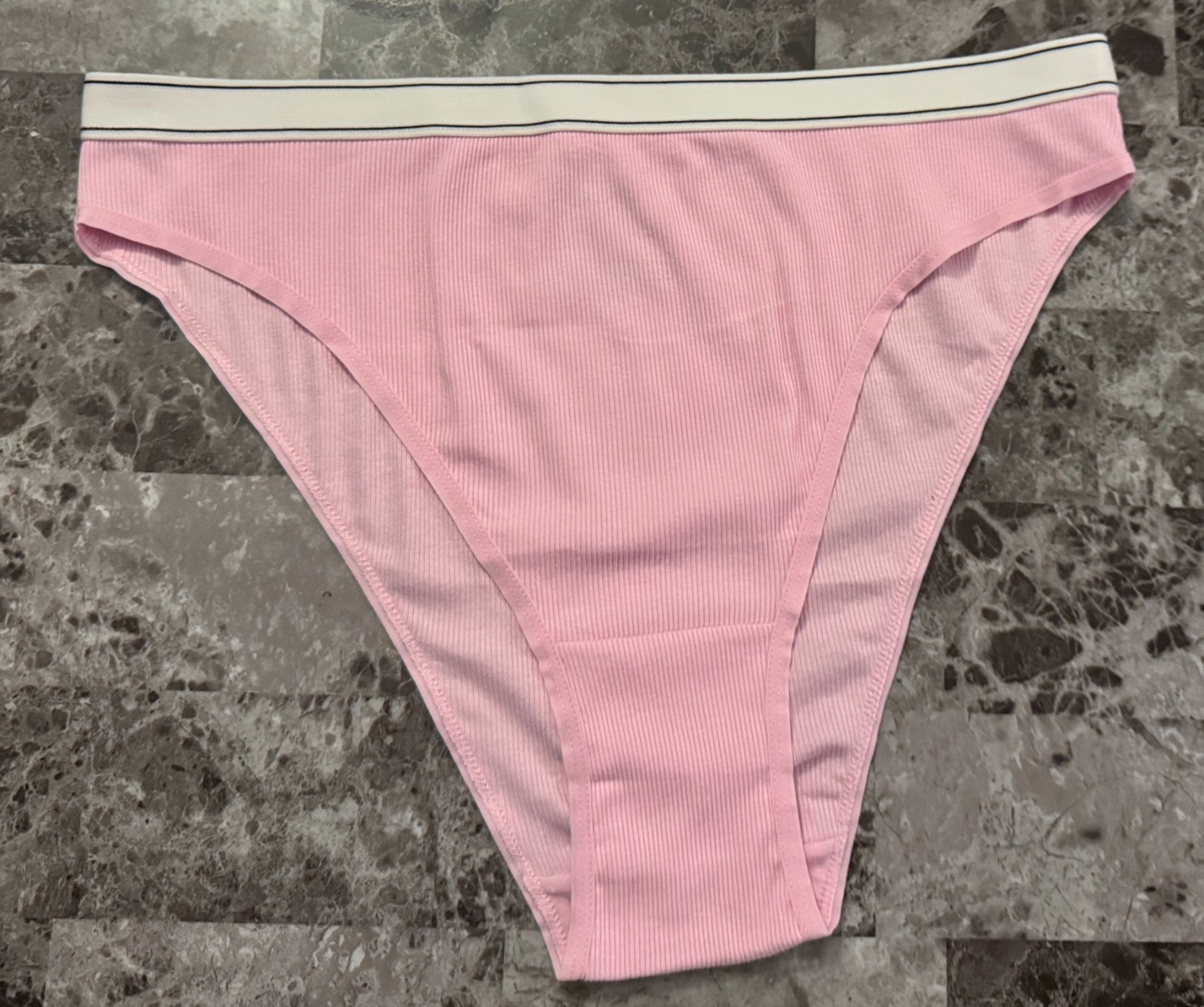 NO BOUNDRIES NOBO PINK THICK BAND RIBBED KNIT HIGH RISE HI CUT CHEEKY PANTIES