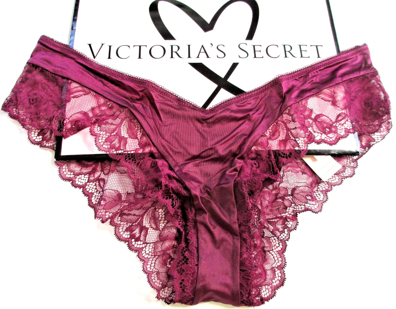 VICTORIA’S SECRET VERY SEXY High Leg Cheeky Panty S Kir Purple NWT Lace Trim VS