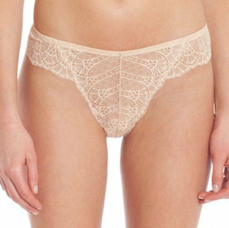 French LACE THONG Satin NYLON 5 colors! SHEER ladies Panties Peach XXS-XL