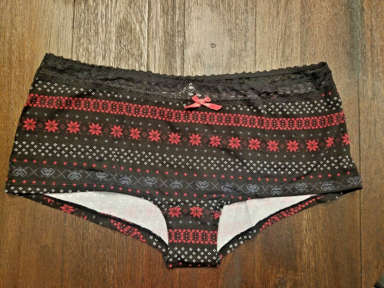 TORRID Black Red Stripe Print Cotton Spandex Boyshort Boxer Panties 1 = 1X 16W