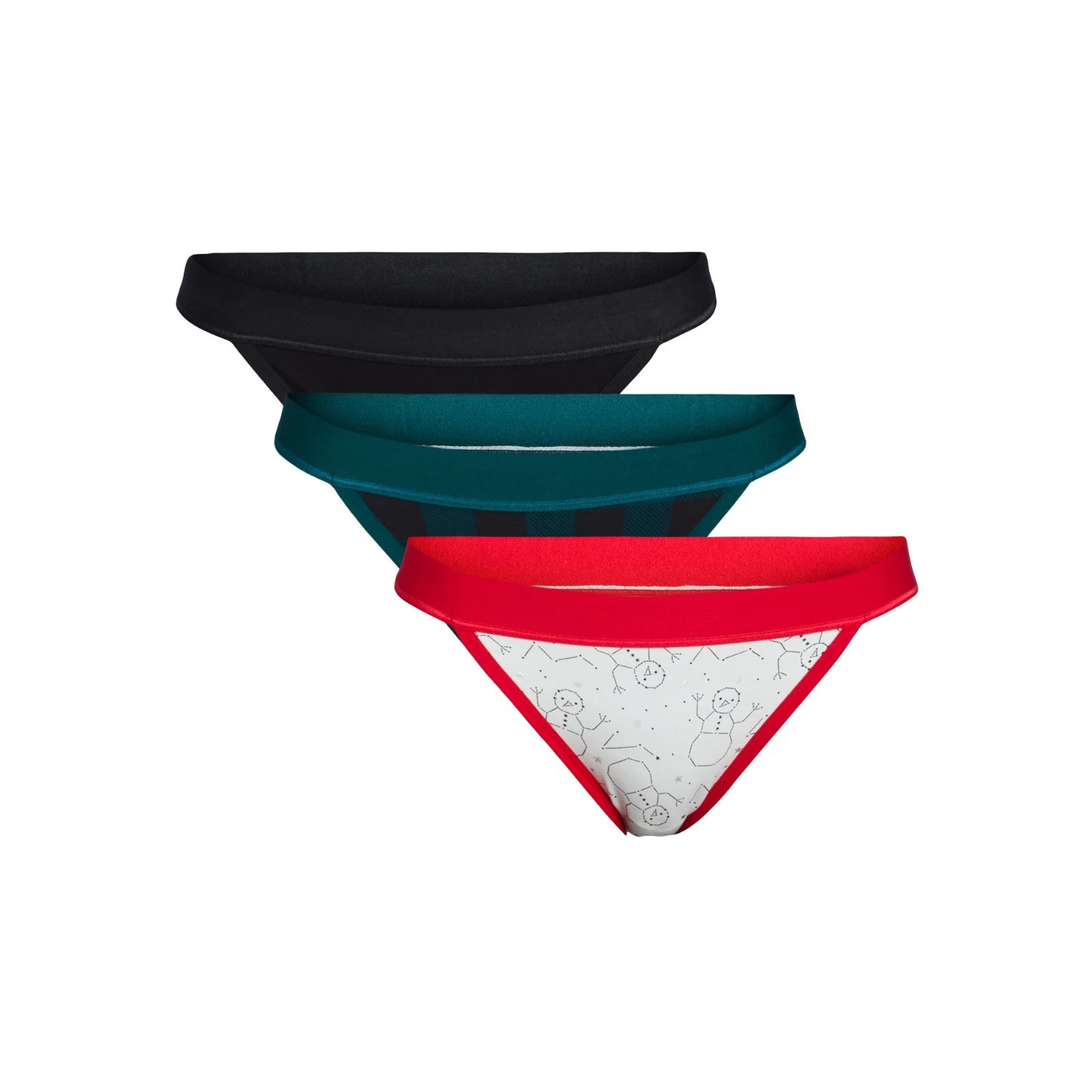 Women’s Holiday Time Cotton Bikini Panties, 3-Pack, Size XL (16/18)