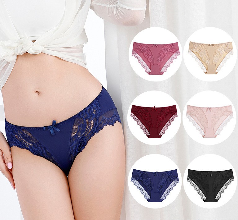 6 Pack Lot Sexy Womens Lace Panties Briefs Low Waist Sheer Underwear Lingeries