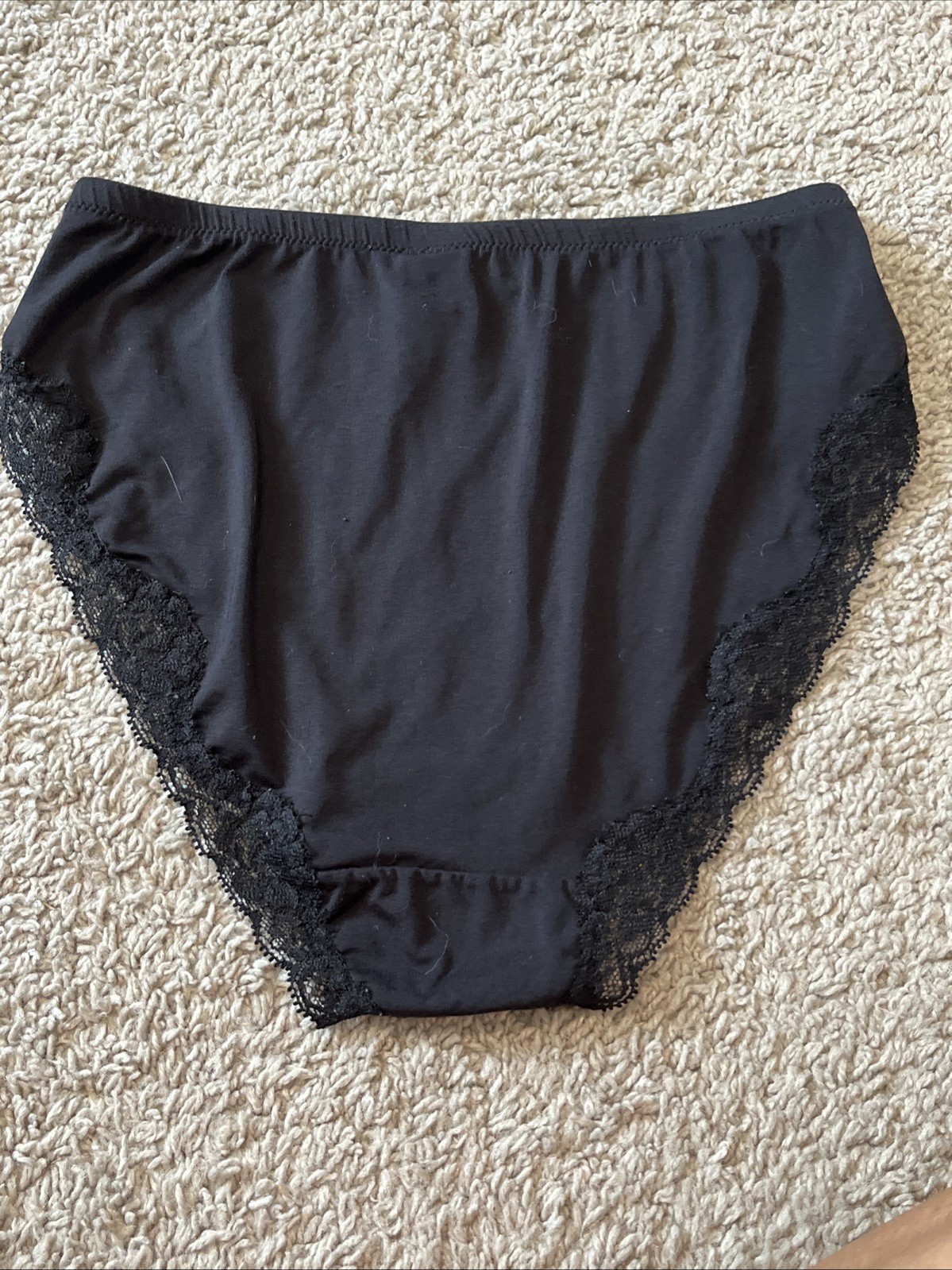 VINTAGE WARNERS #05168 nylon elastane Cotton PANTIES sz S Black Lace Trim