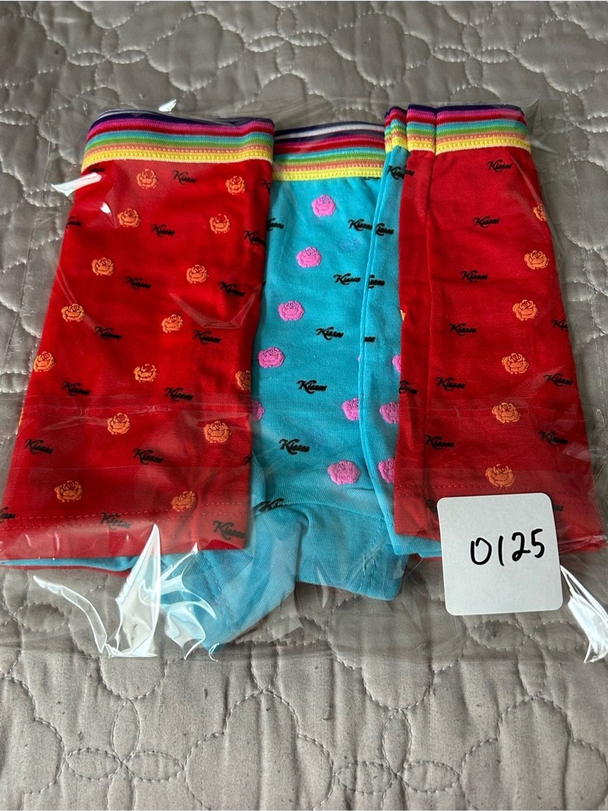 Kiss Women’s Turquoise & Red Boyshort Panties with Rainbow Waistband 2pk size XL