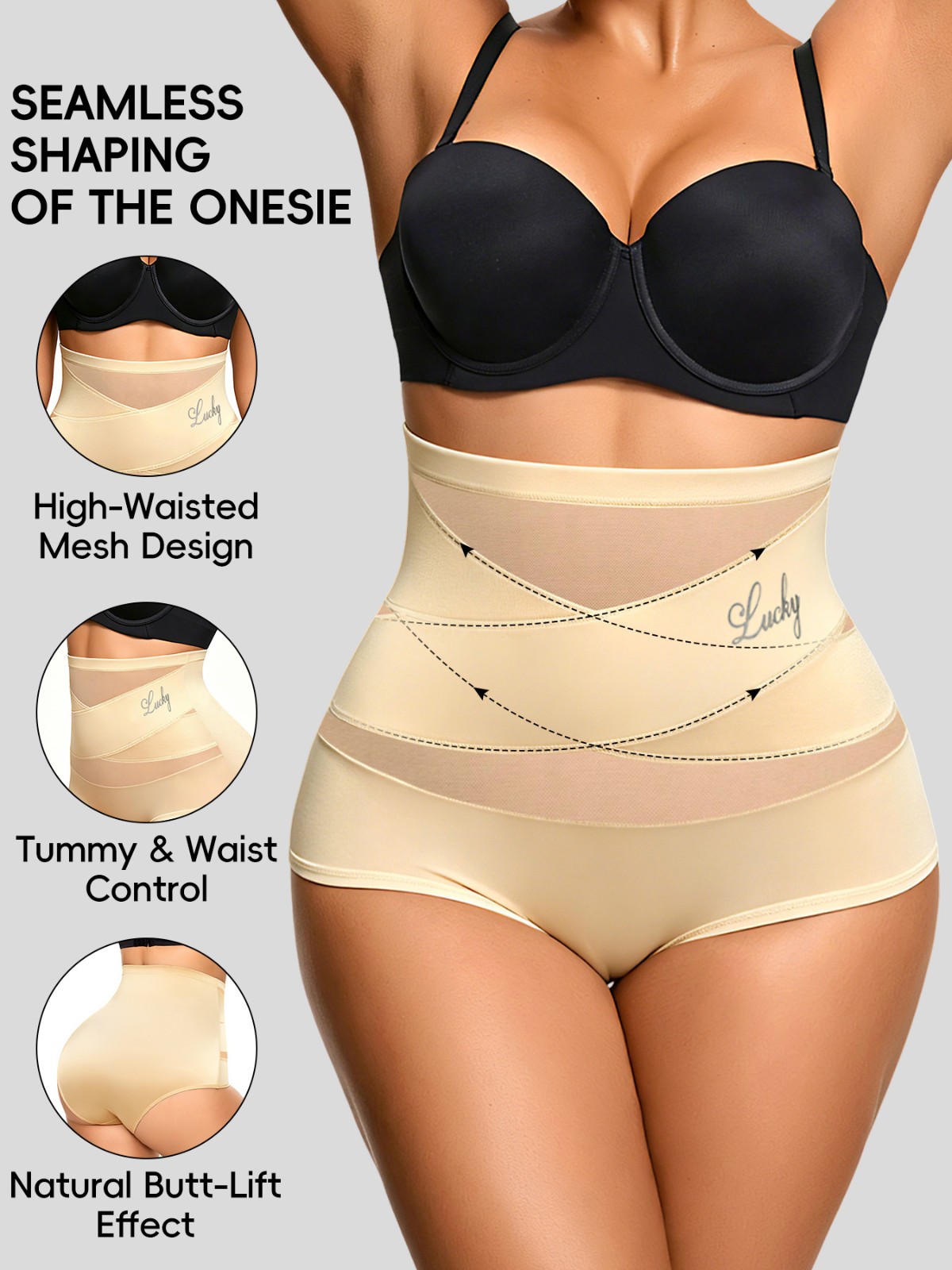 2 Pack High Waist Tummy Control Panties Shaping Cross Strap Briefs Women