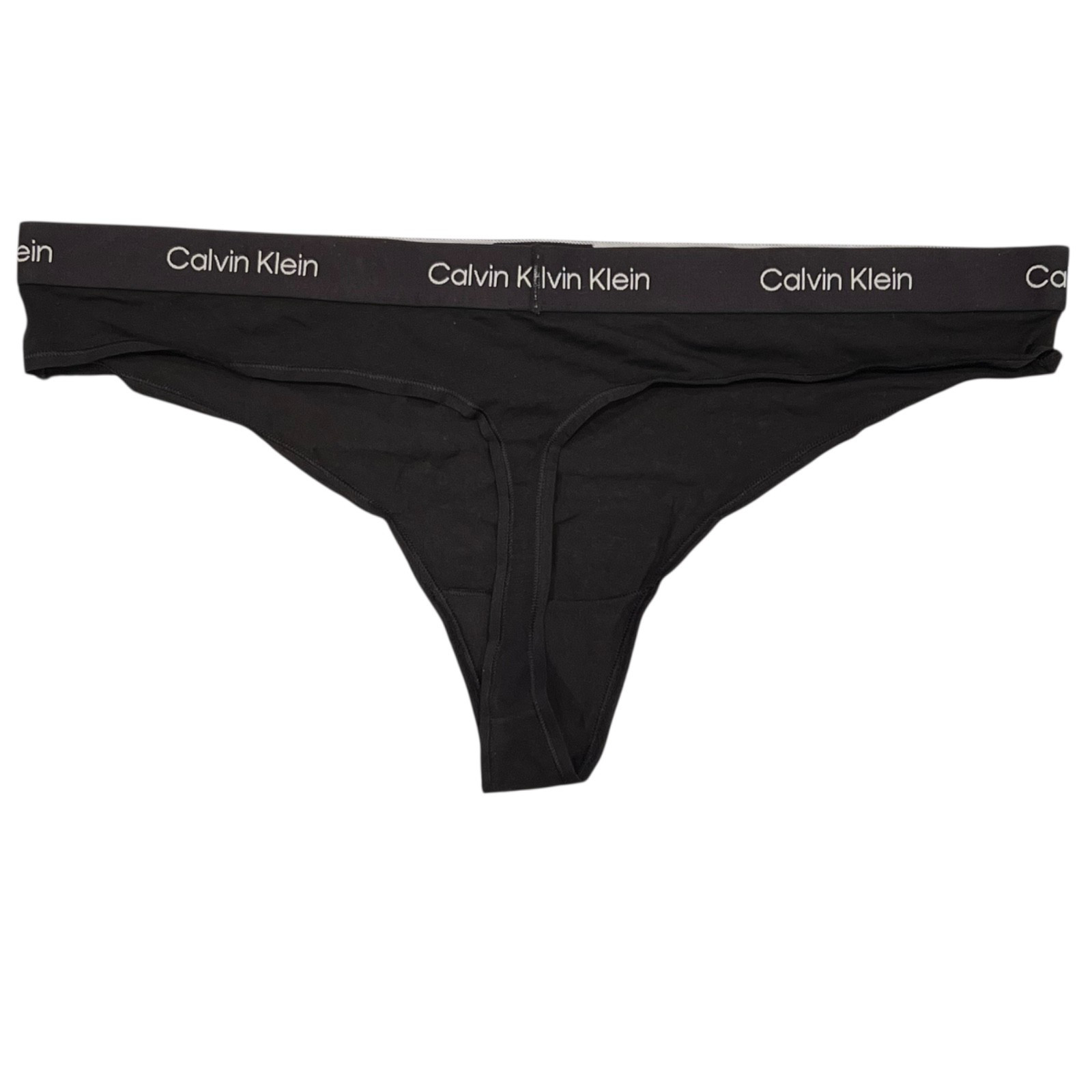 NWT CALVIN KLEIN Thong Sz 1X-2X-3X Black Logo Cotton Jersey #1