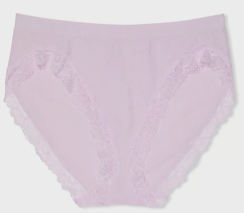 M Soft Voilet Lace SEAMLESS NOSHOW Victorias Secret High-Leg Waist Brief Pantie