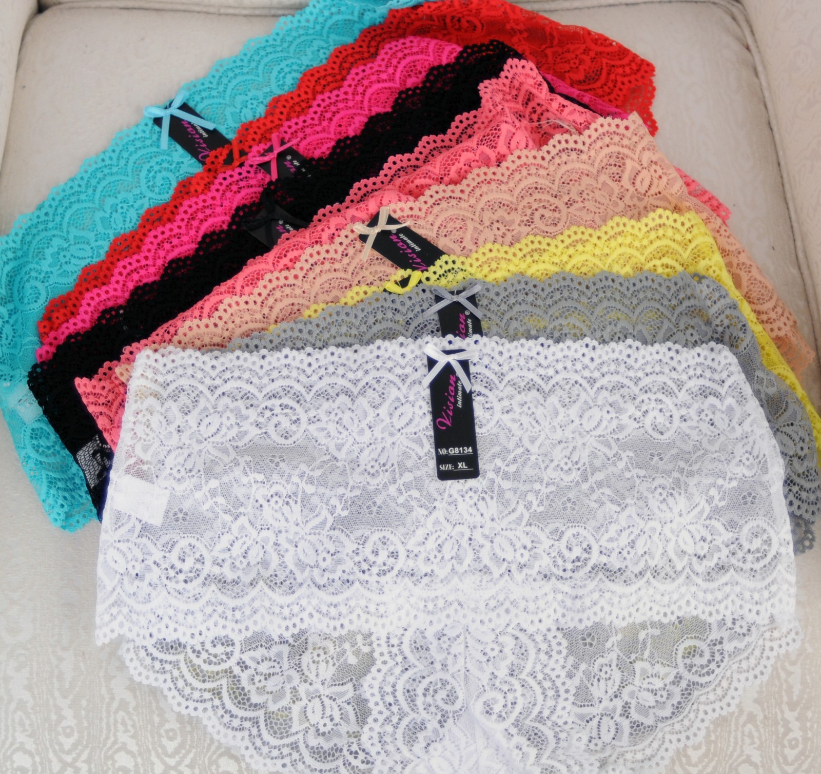 VISION ALL LACE 7 colors sexy fancy exotic sissy cheeky boyshorts Panties sz XL