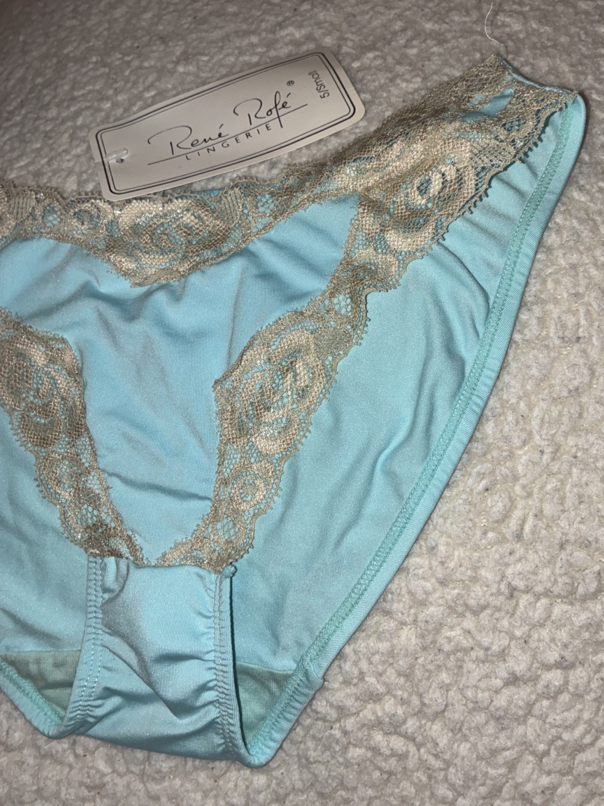 Rene Rofe~Lingerie~Panties~Aqua~Beige Lace~Size 5/Small~Underwear~Bikini~NWT