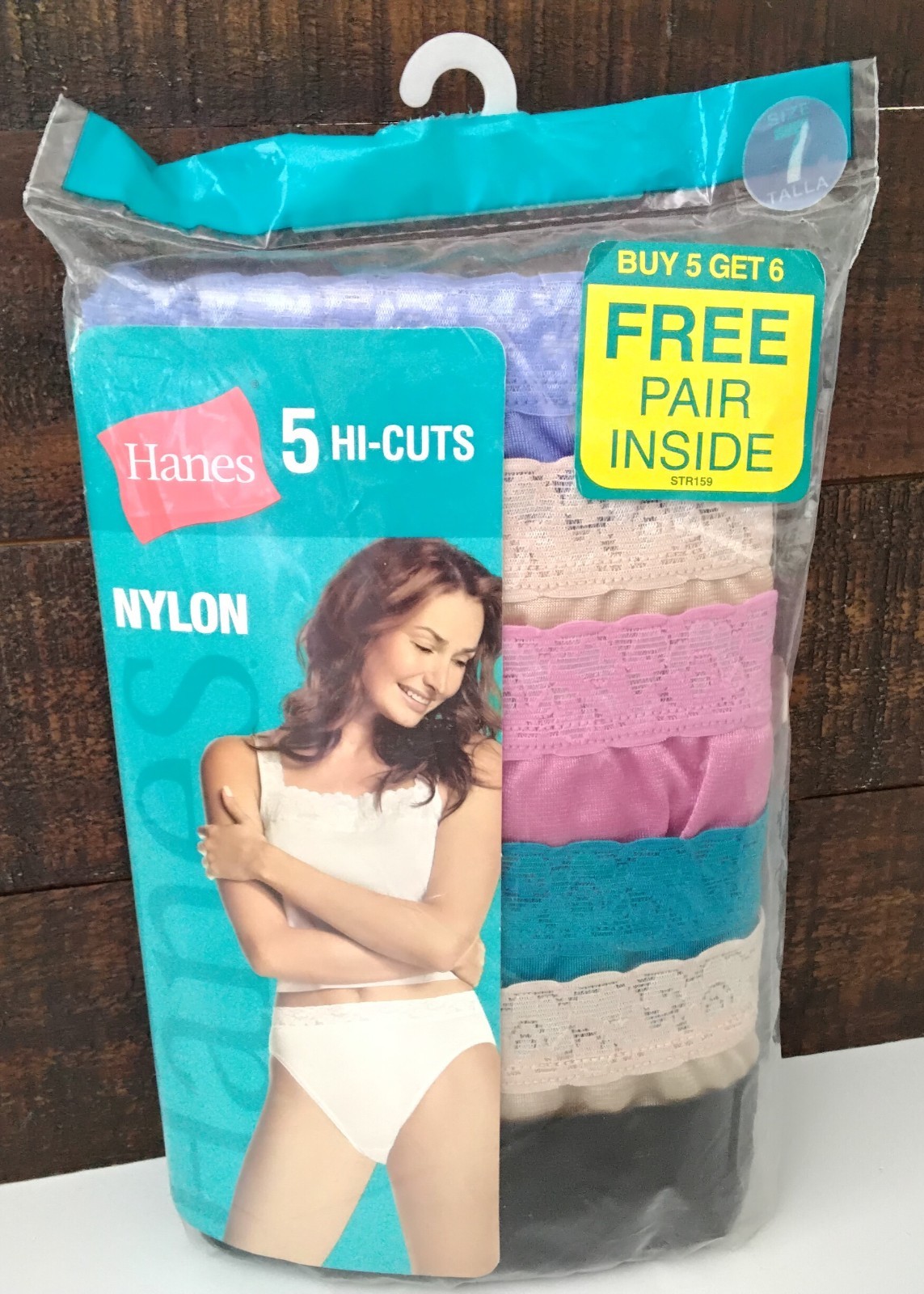 2007 New HAINES HI-CUTS NYLON Lace Waist Colored Panties Bonus 6 Pack Size 7