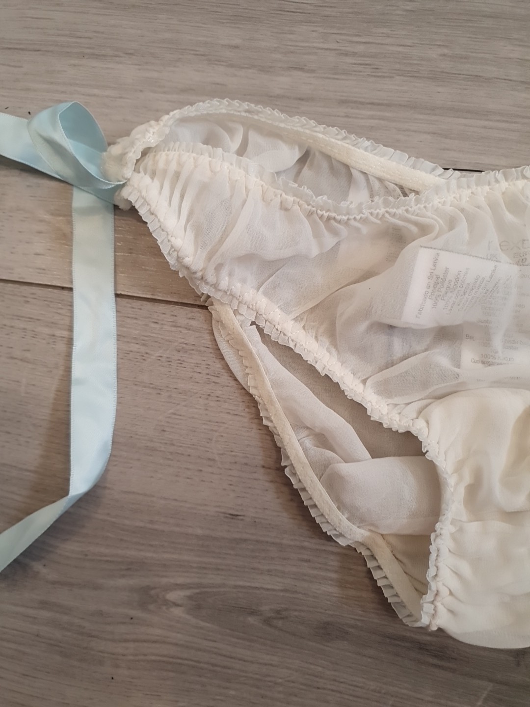 BNWT Next Ivory Chiffon & Blue Ribbon Embroidered Bridesmaid Panties Size 8