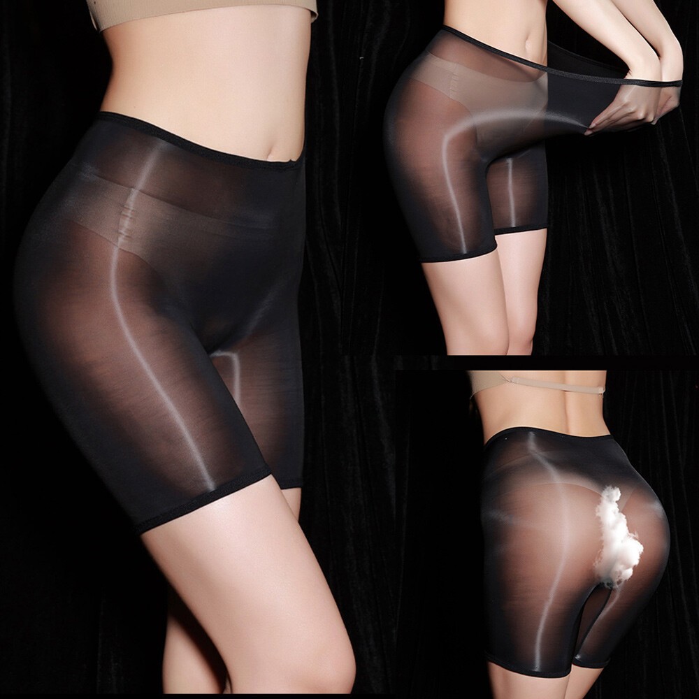 Sexy Womens Oil Shiny Glossy Underwear See Through Panties Boxer Shorts Knickers