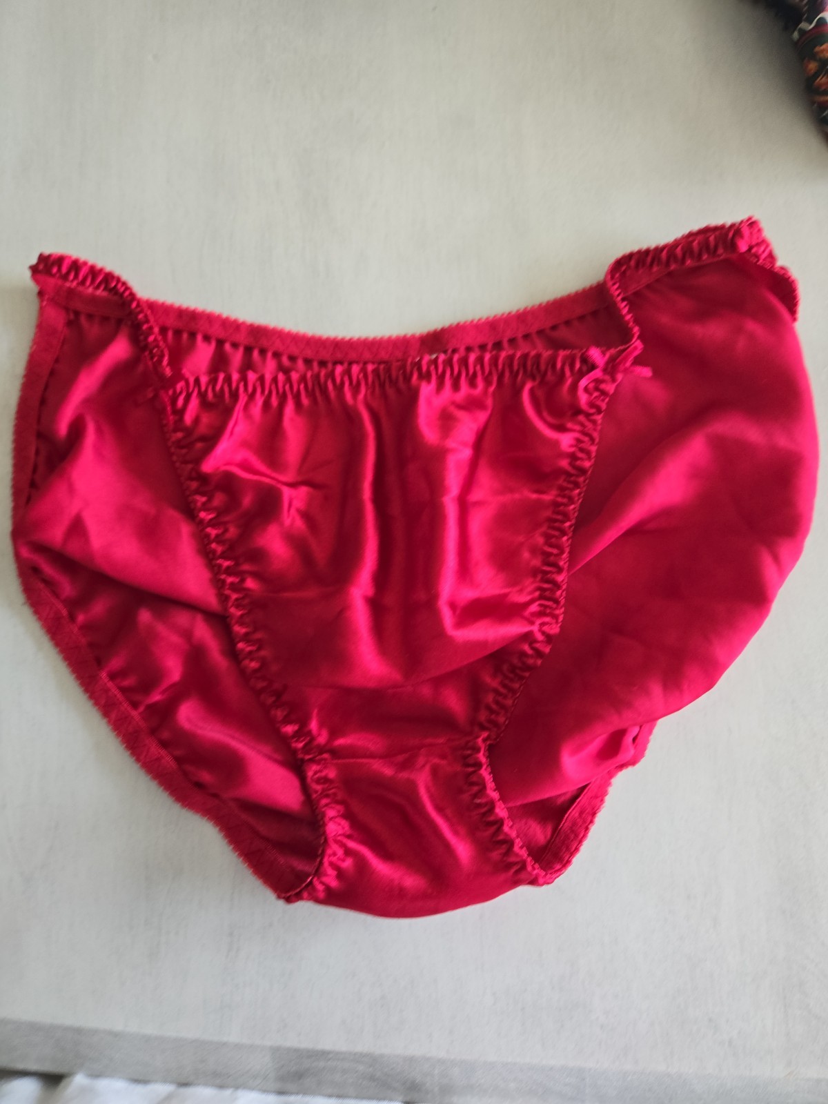 Delicates Red Satin String Bikini Size 8