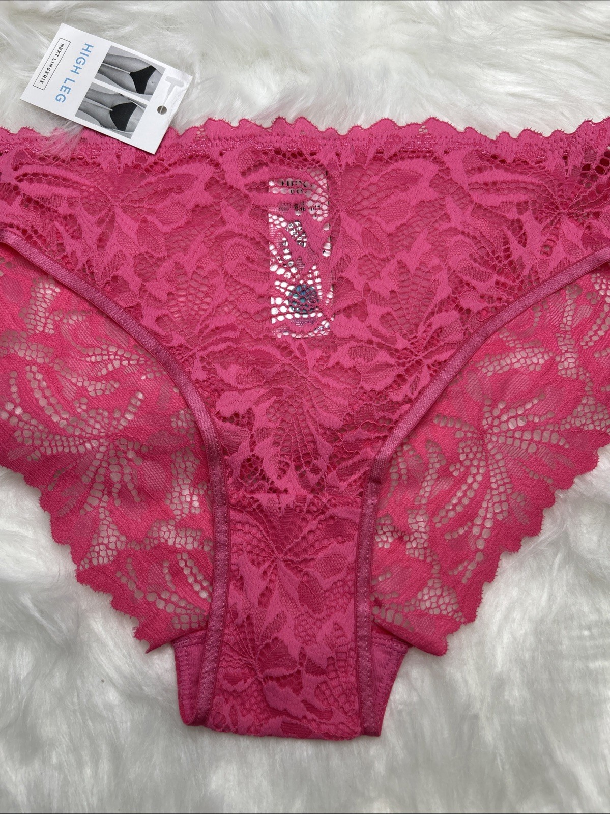 NEXT – HIGH LEG LACE KNICKERS – AV4-886 – SIZE UK 10 – PINK