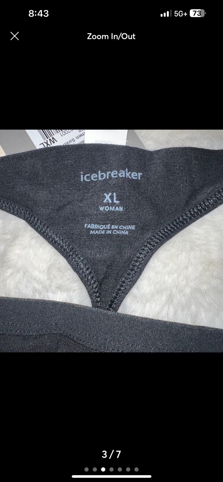 Icebreaker Siren Merino Bikini Black Women’s Underwear Thong Size XL
