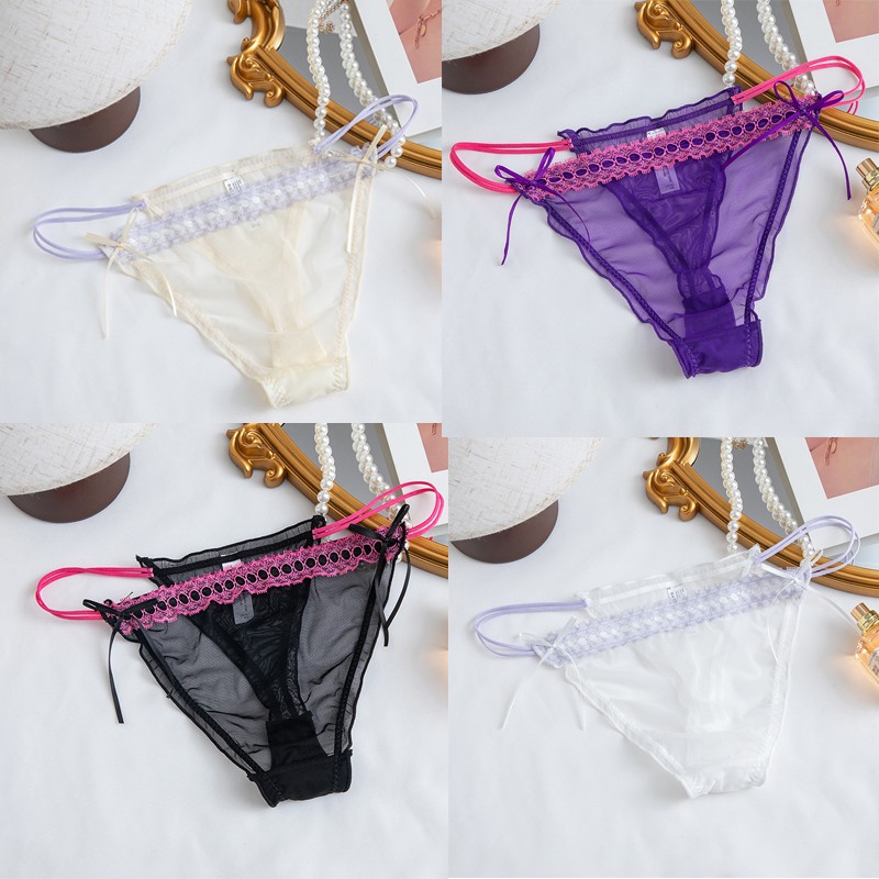 4 Pack Lot Sexy Womens See Through Sheer Panties Underwear Low Rise Lingeries