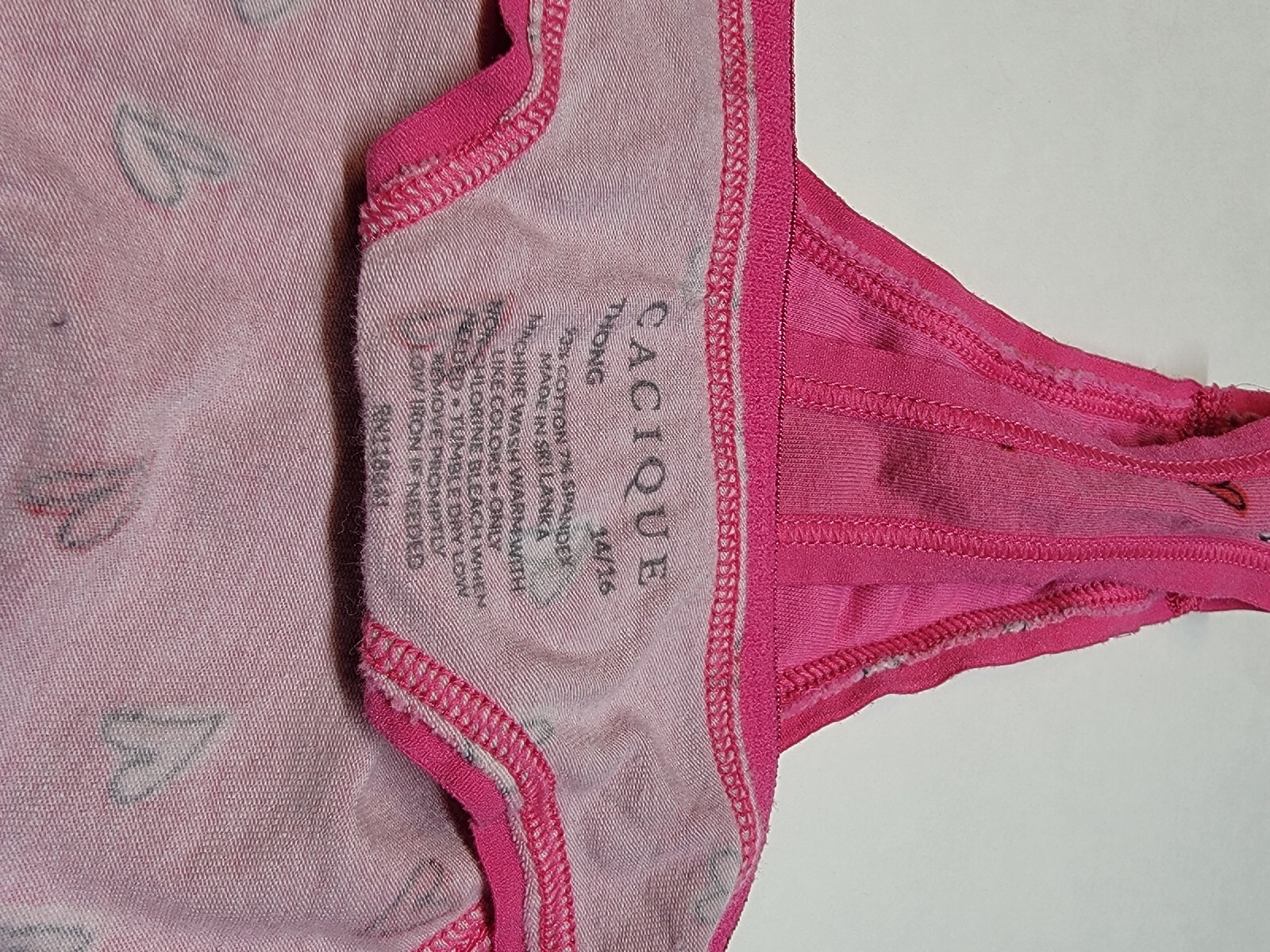 Lane Bryant Cacique panties 14/16 pink w red white hearts cotton thong