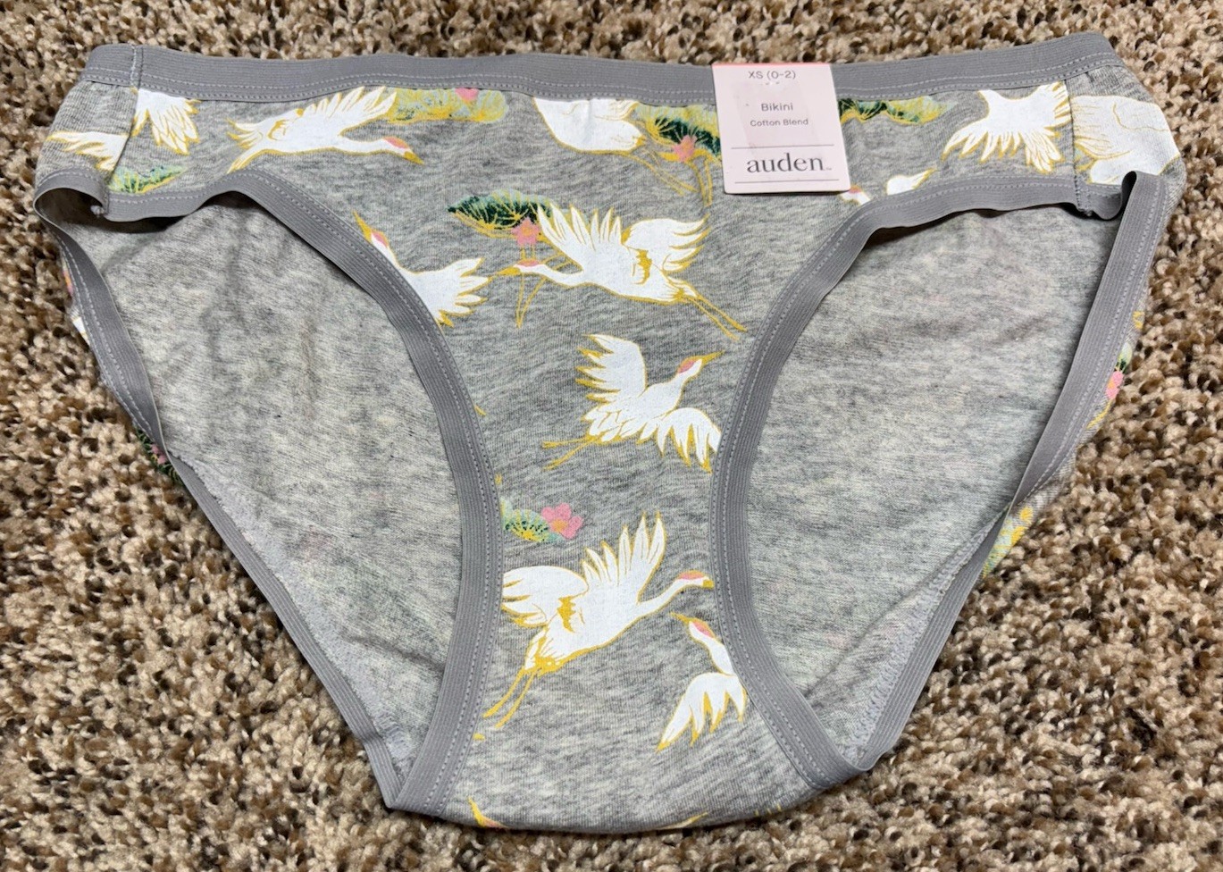 Auden Gray/Multi-Color Cotton Blend Bikini Panty. Size: XS.