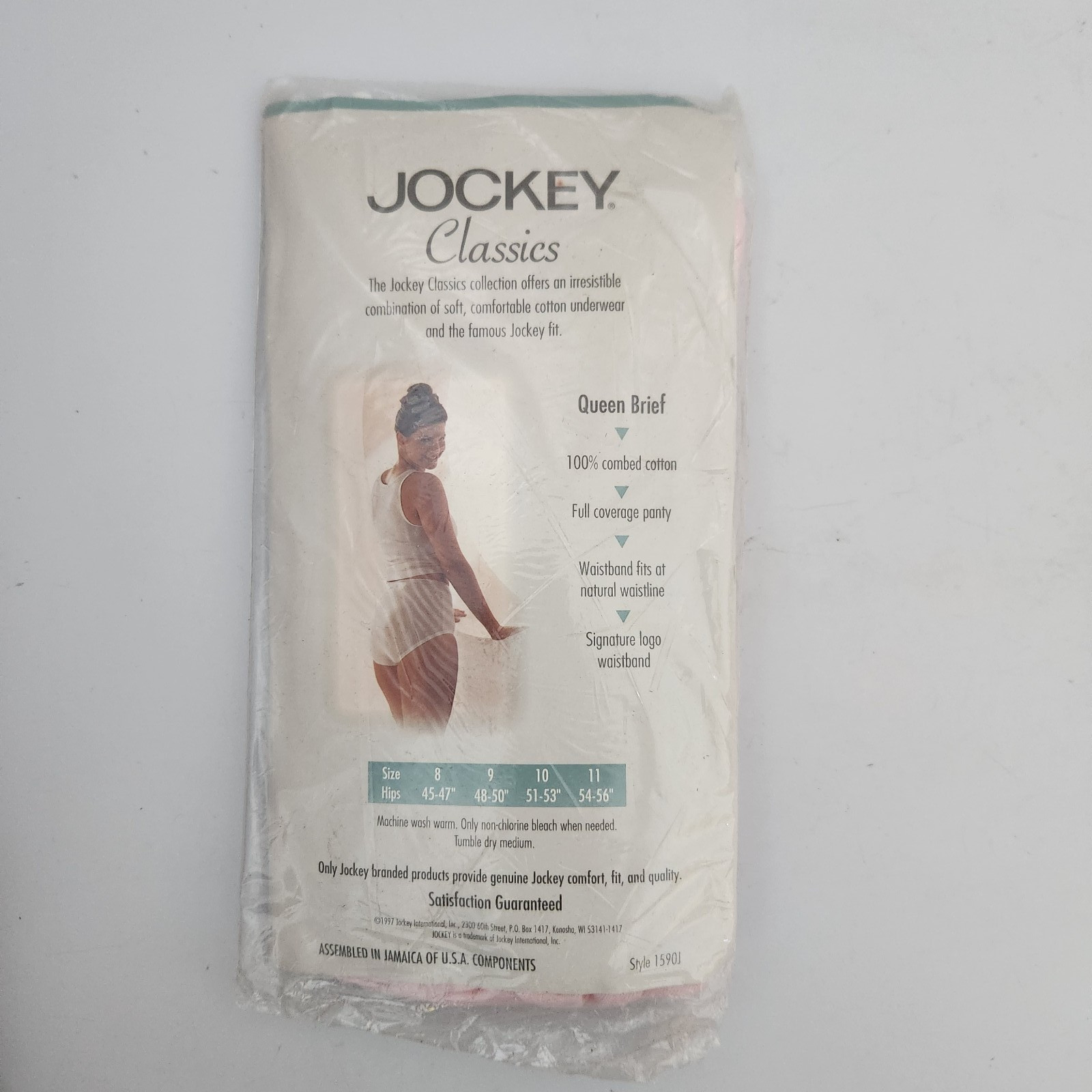 NOS Vtg Jockey Classics Queen Brief Pink Panty Womens Size 11 Full Coverage 1997