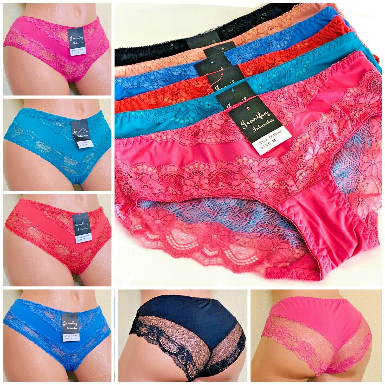 6 Bikini Cheeky Lace SEXY Panties Seamless Cheekini Undies 68161 Underwear S-XL