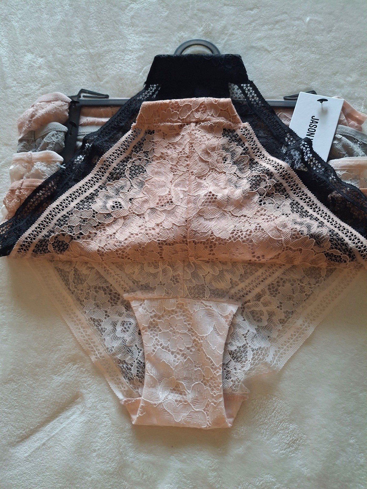 5pk Jason Wu Bikini Panties Underwear Sz LARGE Black Pink Nylon