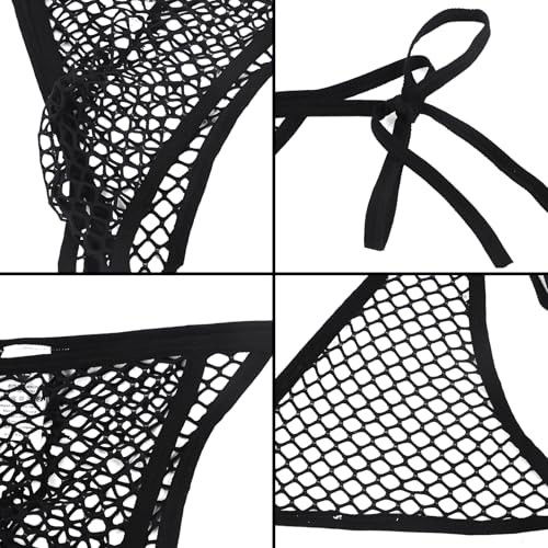 Men’s Exotic Fishnet Underwear Mesh Sexy Lingerie Shorts G-Strings See Black