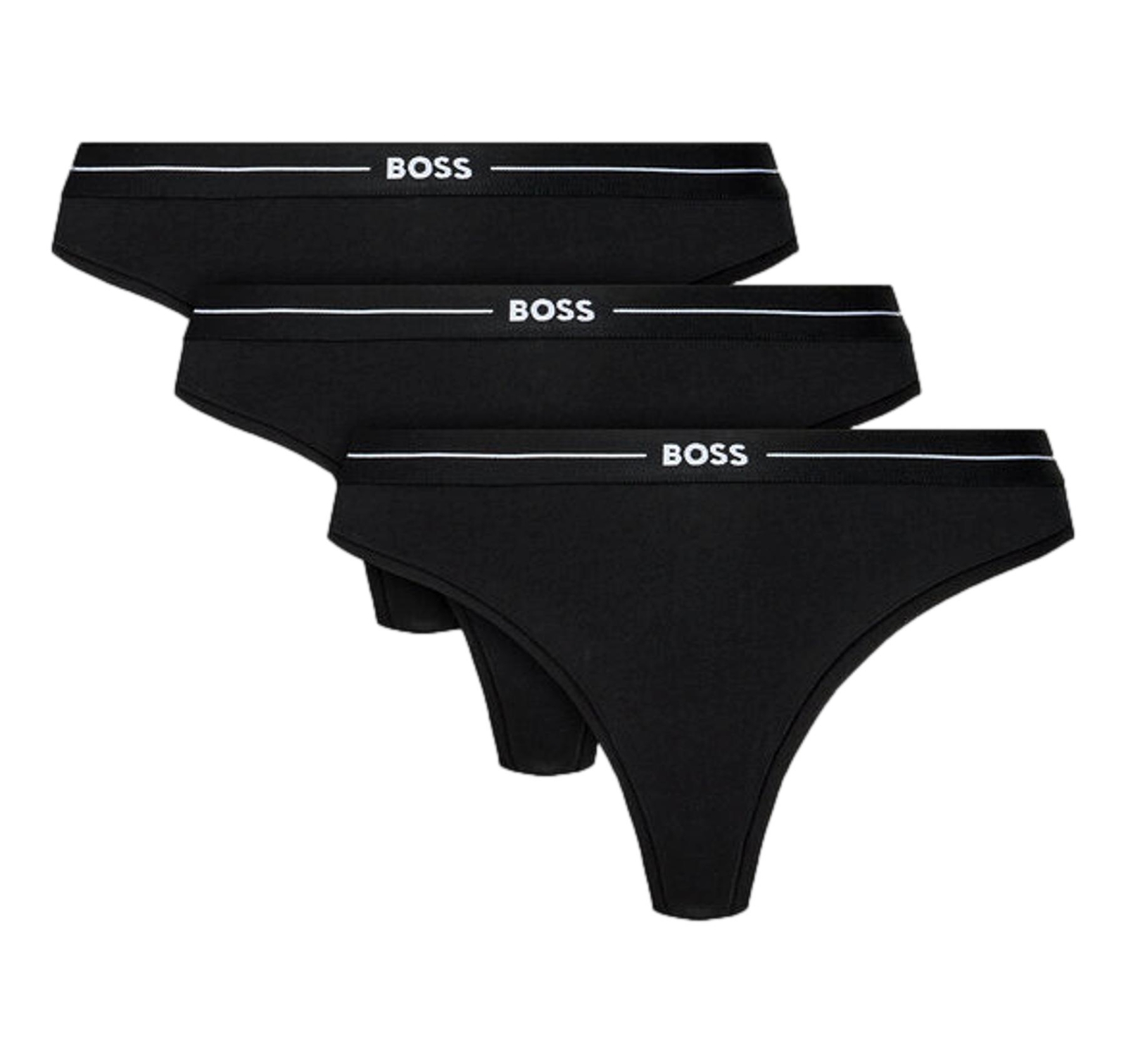BOSS Women’s Stretch Cotton Thong Pack Of Three 50510030 Black