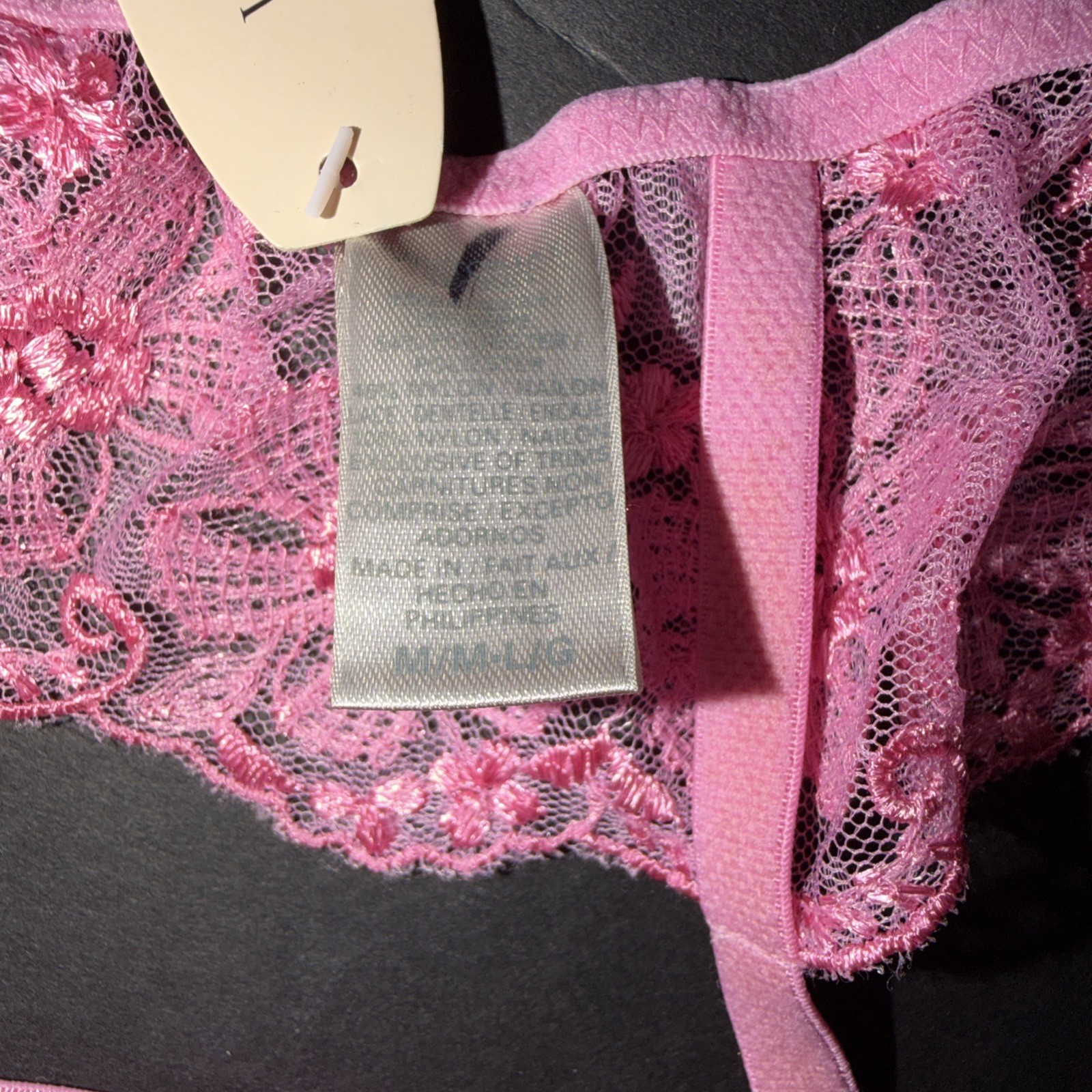 Victoria’s Secret M thong panty+M/L GARTER Belt PINK sugar Floral Embroidered