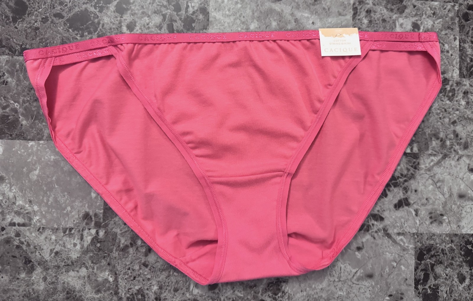 NWT CACIQUE LANE BRYANT 14/16 PINK LOGO DOUBLE STRING STRAPPY BIKINI PANTIES