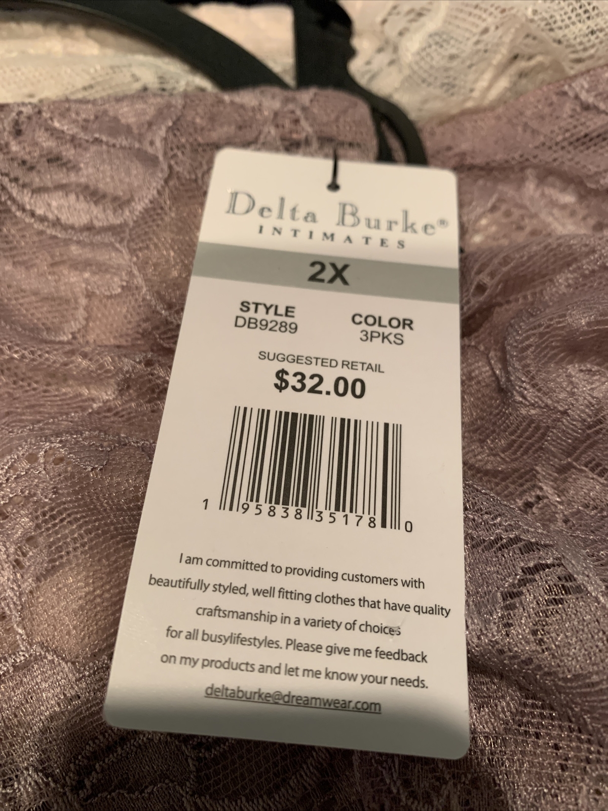 DELTA BURKE 3 PACK BRIEF PANTIES UNDERWEAR 2X PLUS LACE BLUE PINK