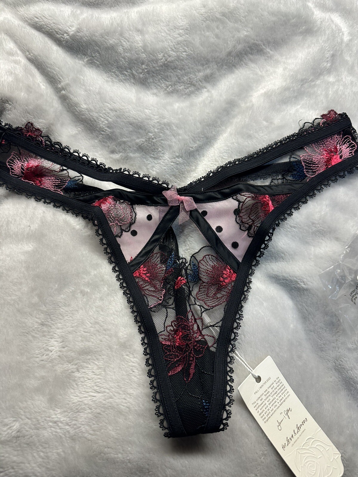 For Love & Lemons Victoria’s Secret Zinnia High Waist Thong SMALL Embroidery
