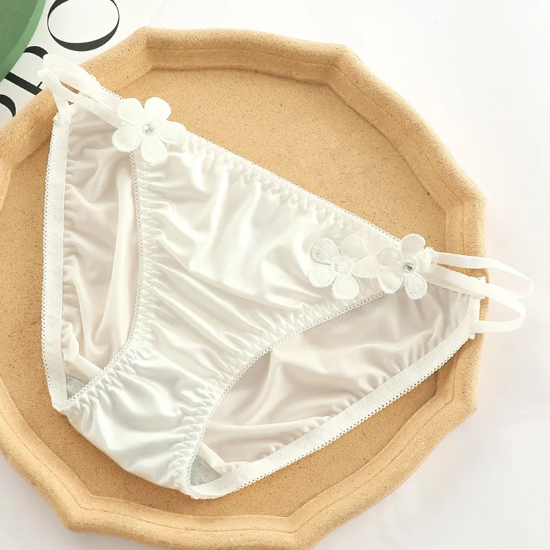 Low Rise Satin Floral Panties Seamless Women Soft Stretch Breathable Comfort