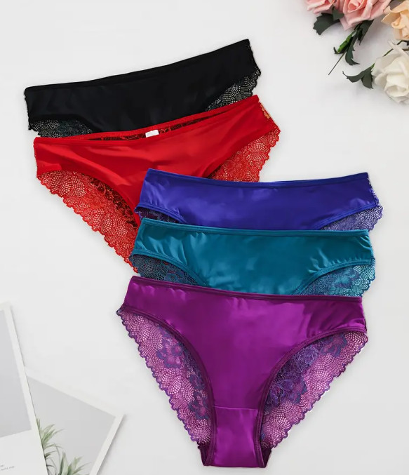 5 Pack Nylon & Lace Hipster Cheeky Panty Hot Sexy Naughty Fun Flirty Size XL 🔥