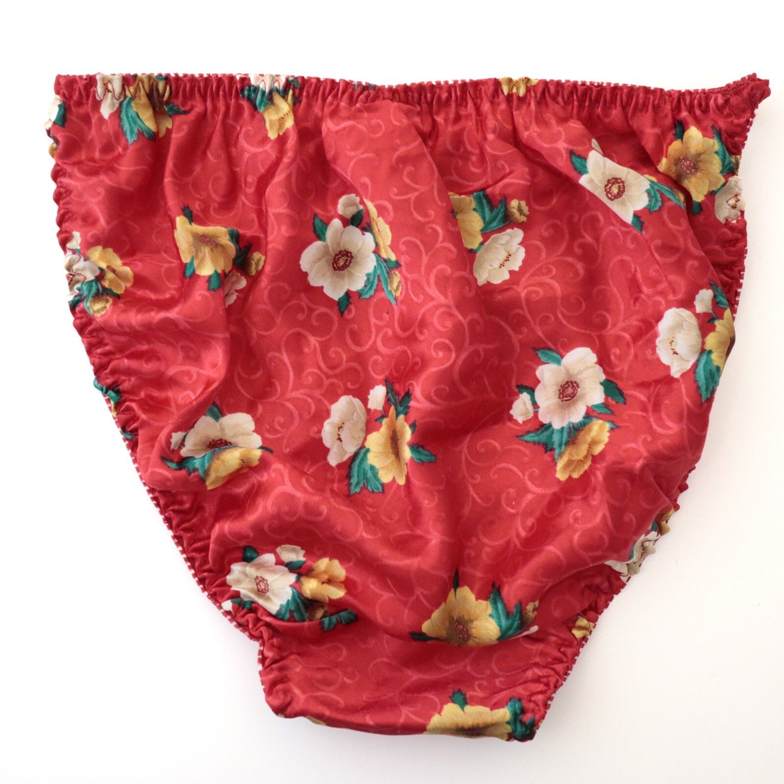 NEW VTG 90s Y2K Floral Polyester Satin String Bikini Panty LARGE