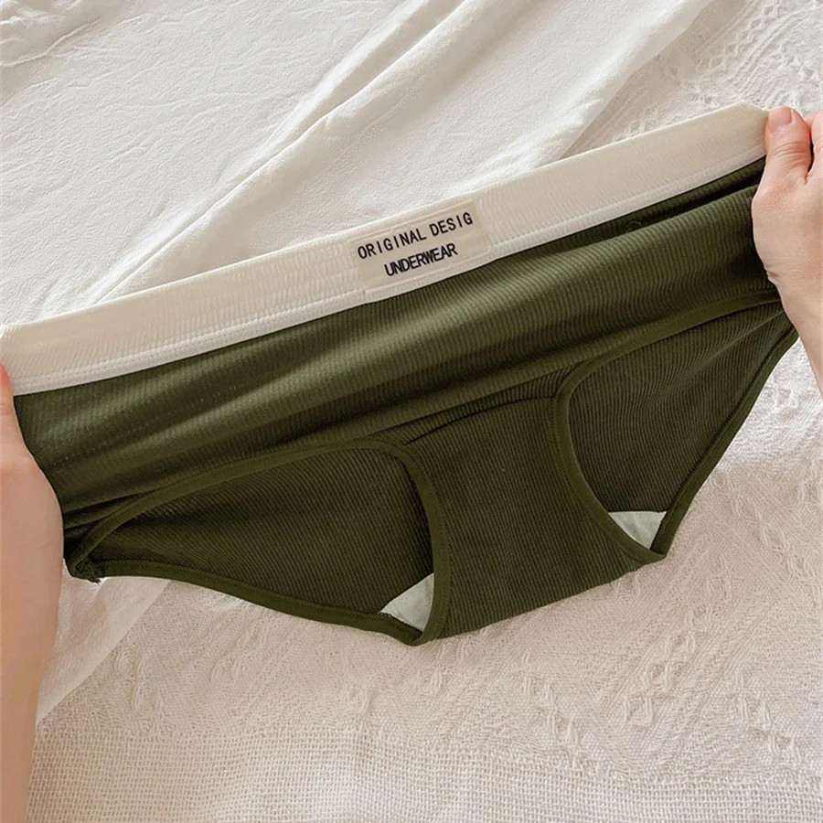 Cotton Panties Seamless Mid Rise Letter Print Soft Breathable Women’s 3 Pcs