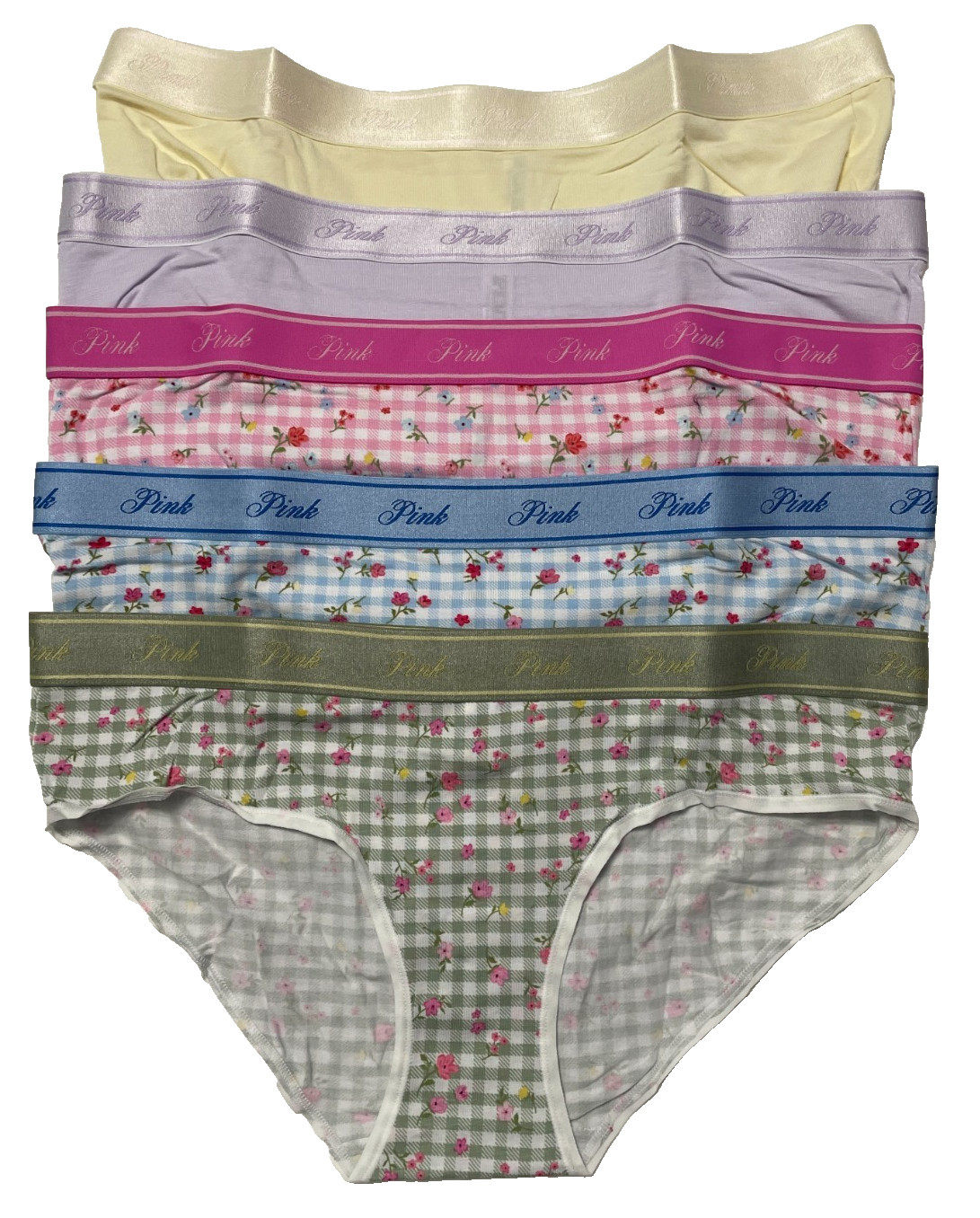 Victoria Secret Hiphugger Panties Womens XL Cotton 5 Pairs Floral Gingham