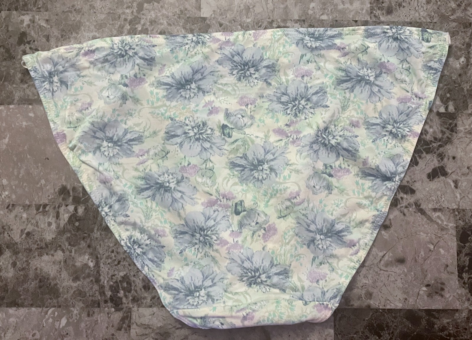 VICTORIA’S SECRET FLORAL BLUE SMOOTH GOLD ADJUSTABLE STRAP STRING BIKINI PANTIES