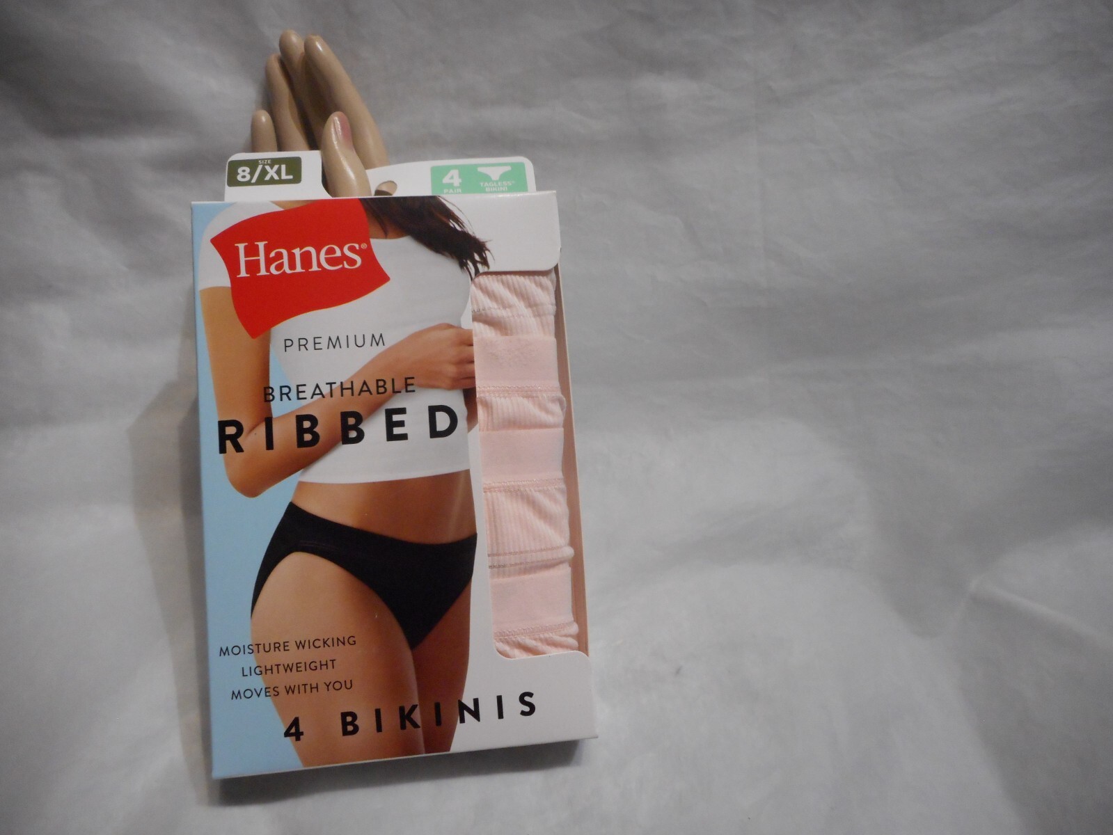 Hanes Premium Women 4 Pack Breathable Ribbed Tagless Pink Bikinis M,L,XL
