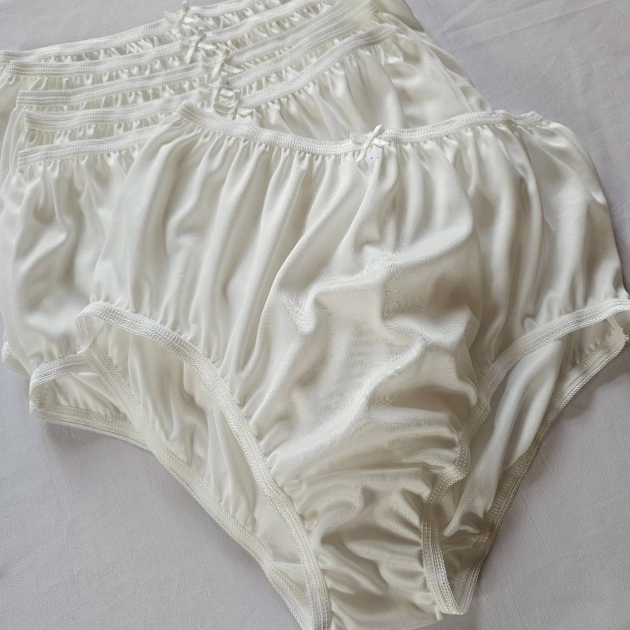 6pcs Underwear Nylon Panties Silky Soft Smooth Briefs High Waist 30″-36″ L/White