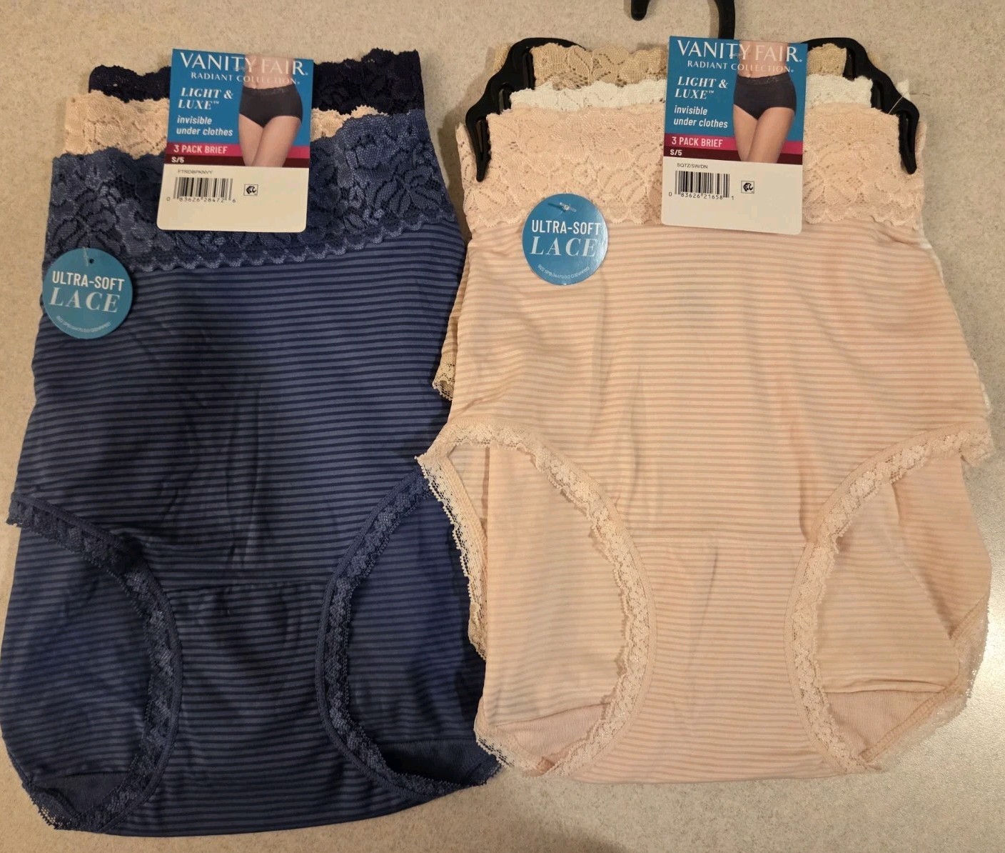 Vanity Fair Women’s SMALL (5) Light & Luxe 6 PACK Brief 3413135 Lace #21426/#102